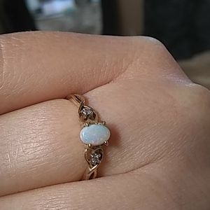 10k yellow gold opal ring with two Stones